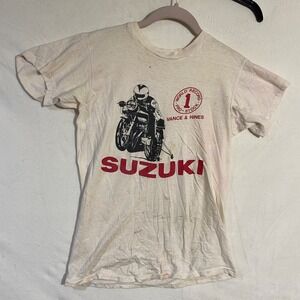 Vintage Suzuki Vance & Hines World Record Pro-Stock Racing T-Shirt White Small